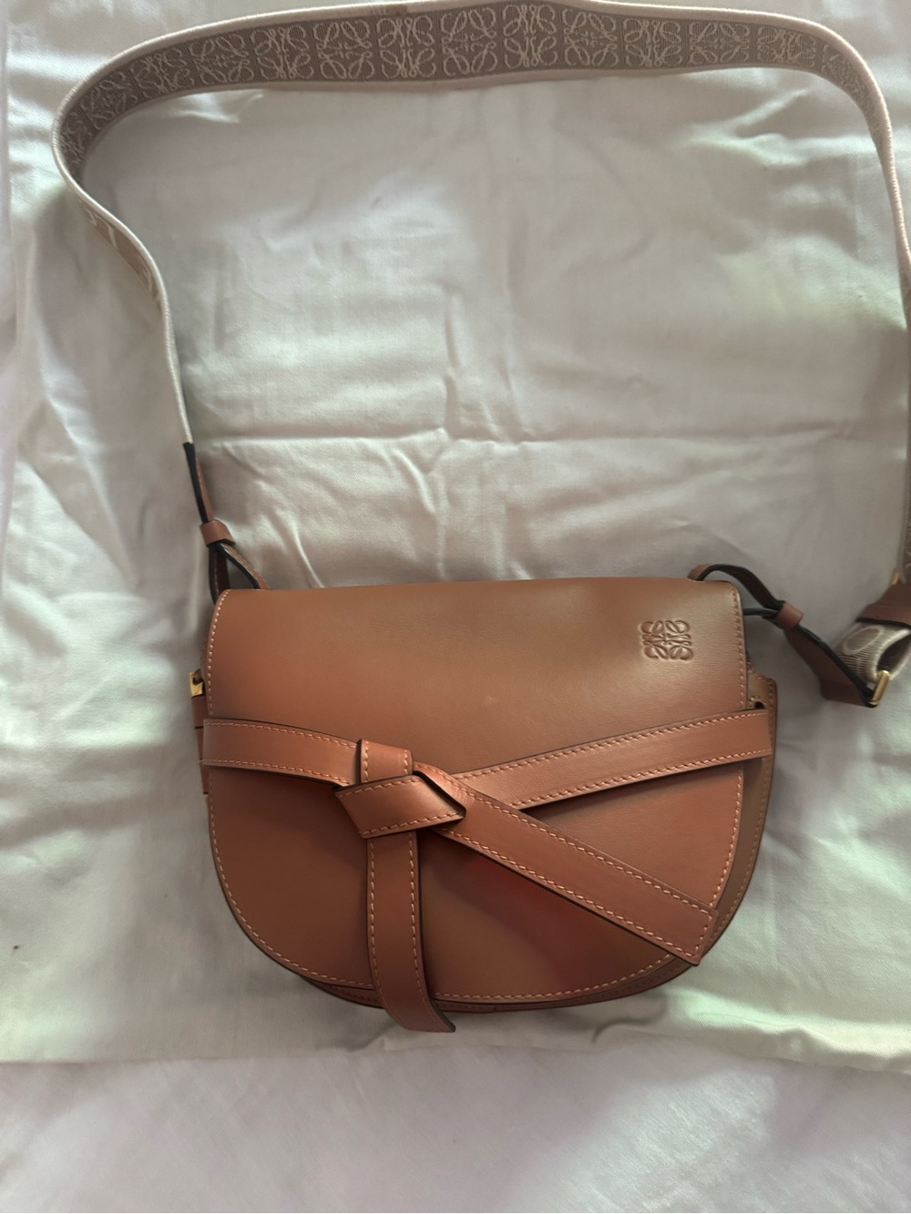 Loewe Tan Knot-Detail Gate Crossbody Bag